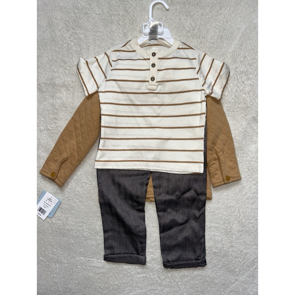 New little lad tan and brown 3 piece outfit sz 4T #kidsfashion #toddlerboy #new